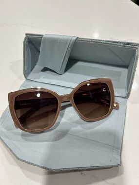 Carolina Lemke Chic Oversized Square Sunglasses in Taupe with Gradient Lenses